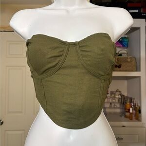 Olive Green Strapless Women's Top